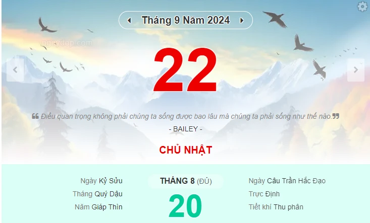 Lịch âm 22/9 - Xem lịch âm ngày 22/9