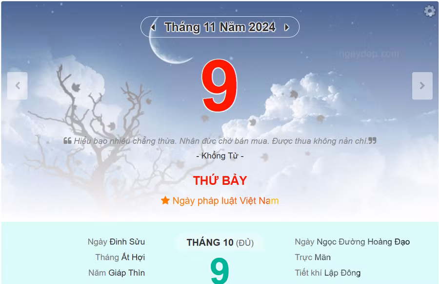 Lịch âm 9/11 - Xem lịch âm ngày 9/11