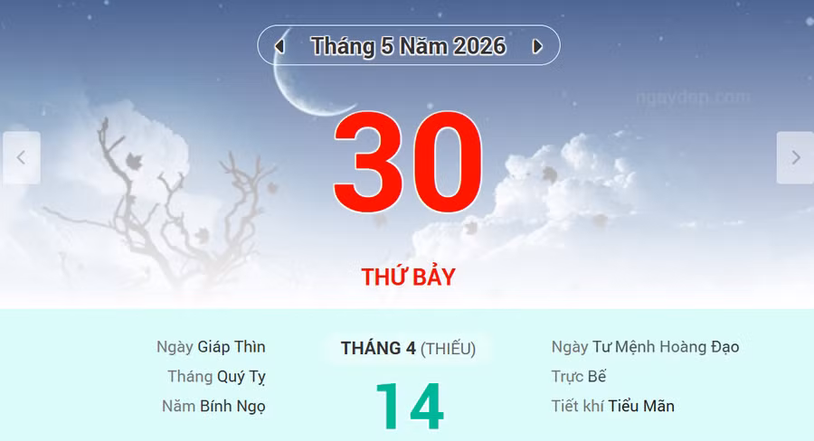 Lịch âm 30/5 - Xem lịch âm ngày 30/5