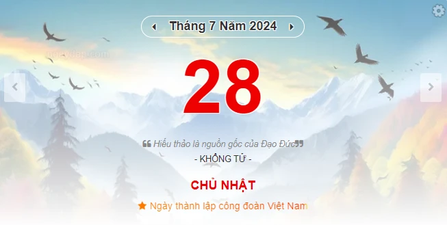 Lịch âm hôm nay - Xem lịch âm ngày 28/7