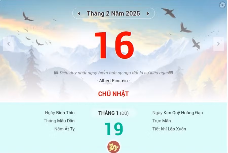 Lịch âm 16/2 - Xem lịch âm ngày 16/2