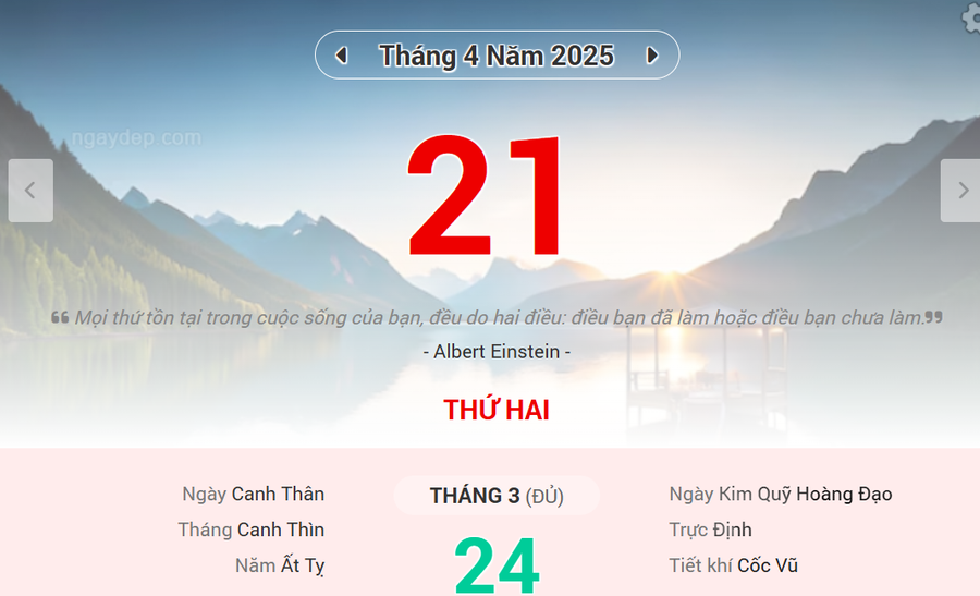 Lịch âm 21/4 - Xem lịch âm ngày 21/4