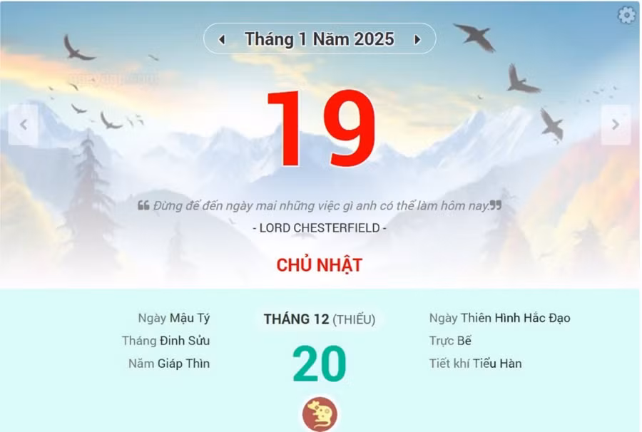 Lịch âm 19/1 - Xem lịch âm ngày 19/1