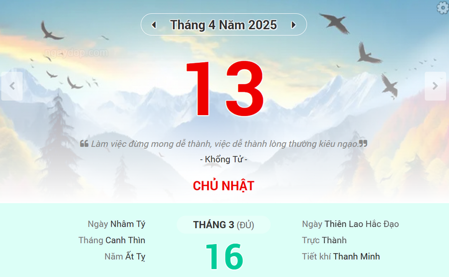 Lịch âm 13/4 - Xem lịch âm ngày 13/4