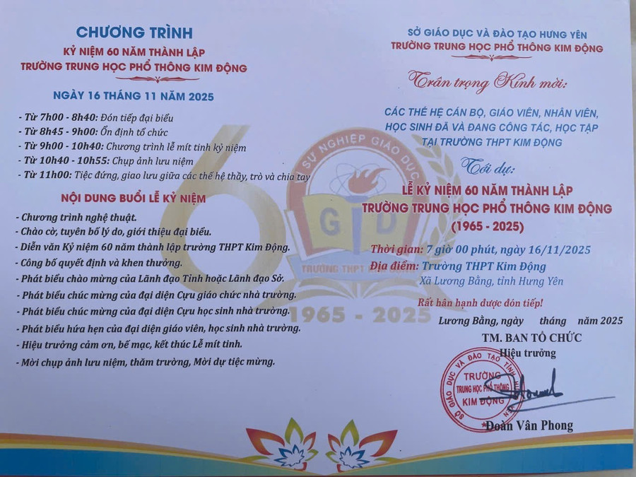 Trường THPT Kim Động - Hưng Yên tổ chức lễ kỷ niệm 60 năm thành lập