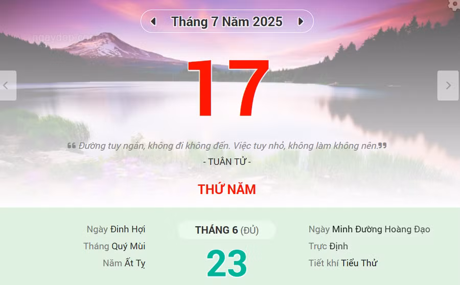Lịch âm 17/7 - Xem lịch âm ngày 17/7 