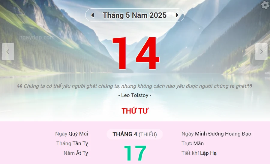 Lịch âm 14/5 - Xem lịch âm ngày 14/5