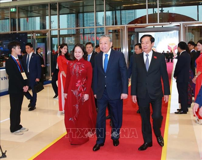 Tổng Bí thư Tô Lâm đến dự Đại hội. Ảnh: Trọng Đức/TTXVN