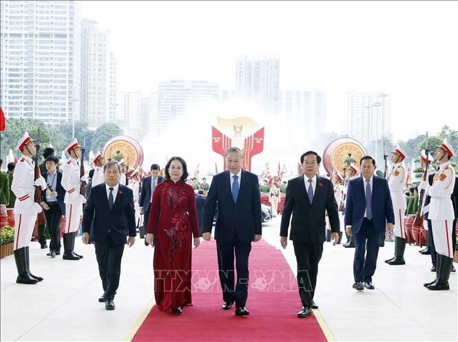 Tổng Bí thư Tô Lâm dự khai mạc Đại hội Thi đua yêu nước toàn quốc lần thứ XI. Ảnh: Thống Nhất/TTXVN