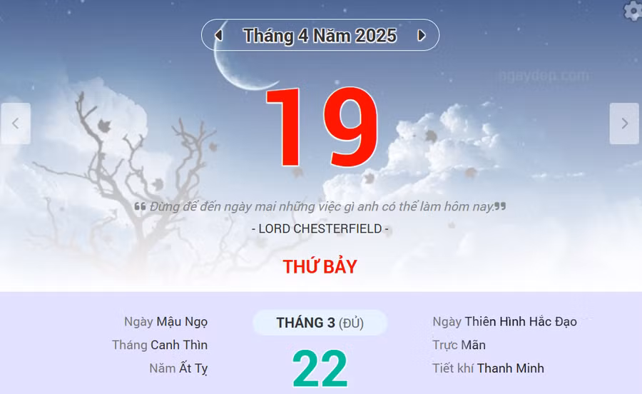 Lịch âm 19/4 - Xem lịch âm ngày 19/4