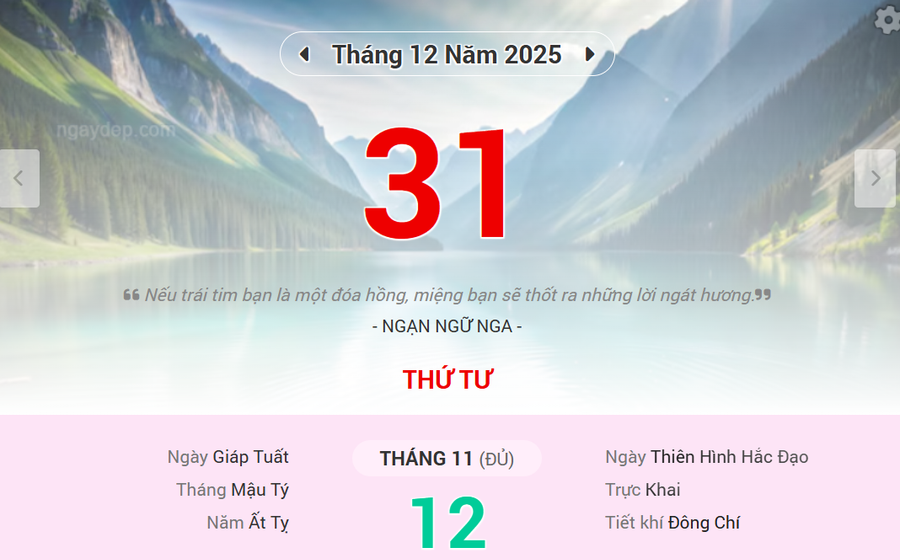 Lịch âm 30/12 - Xem lịch âm ngày 30/12