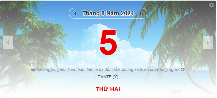 Lịch âm 5/8 - Xem lịch âm ngày 5/8