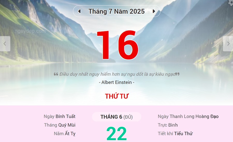 Lịch âm 16/7 - Xem lịch âm ngày 16/7