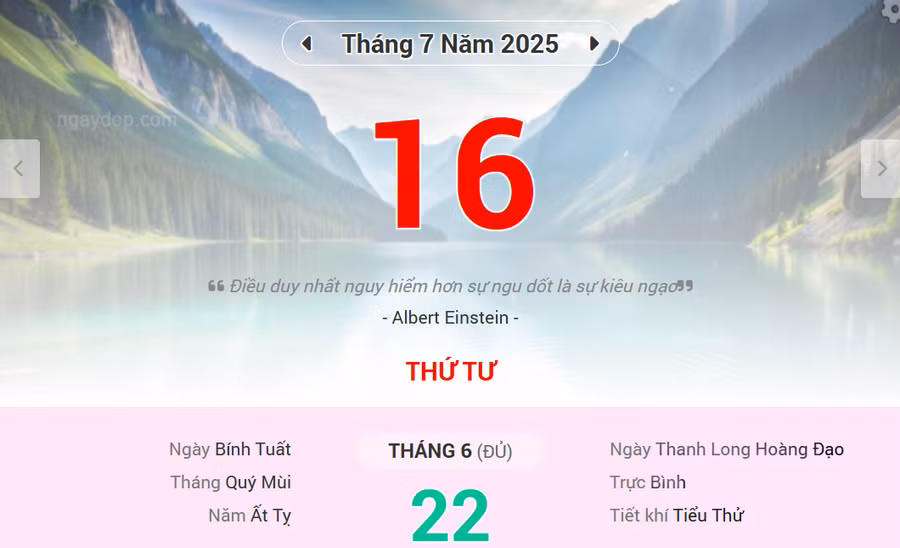 Lịch âm 16/7 - Xem lịch âm ngày 16/7