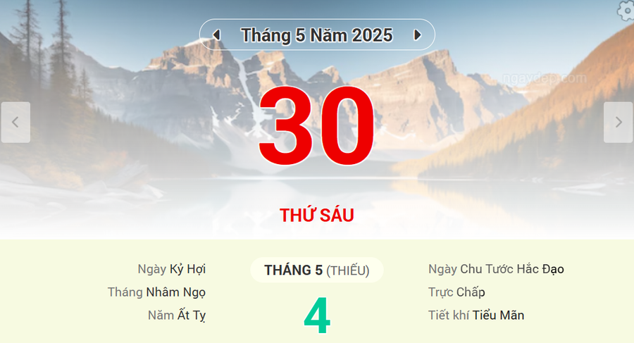 Lịch âm 30/5 - Xem lịch âm ngày 30/5