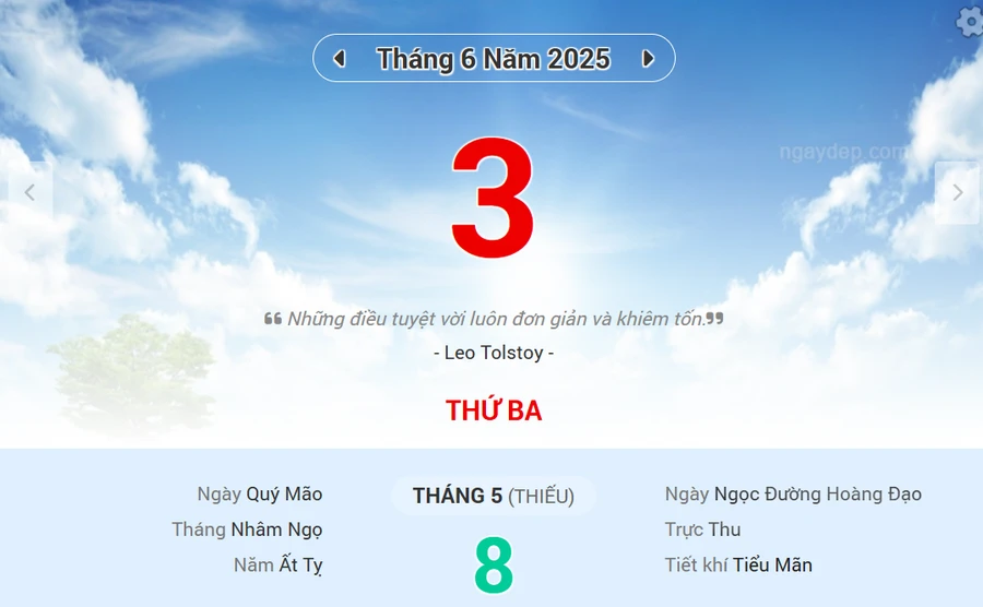 Lịch âm 3/6 - Xem lịch âm ngày 3/6