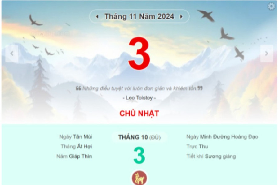 Lịch âm 3/11 - Xem lịch âm ngày 3/11