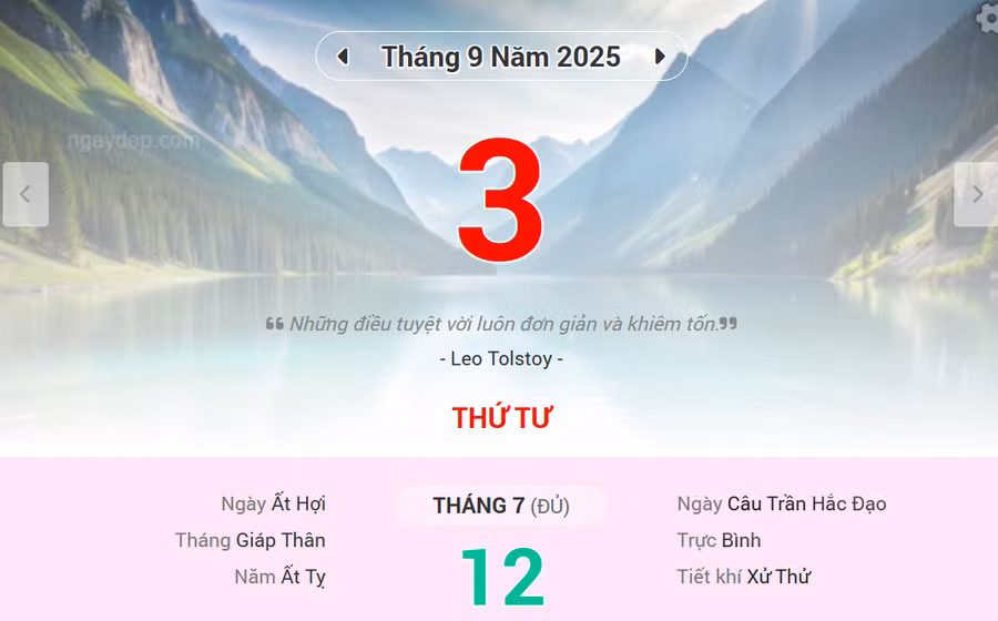 Lịch âm 3/9 - Xem lịch âm ngày 3/9