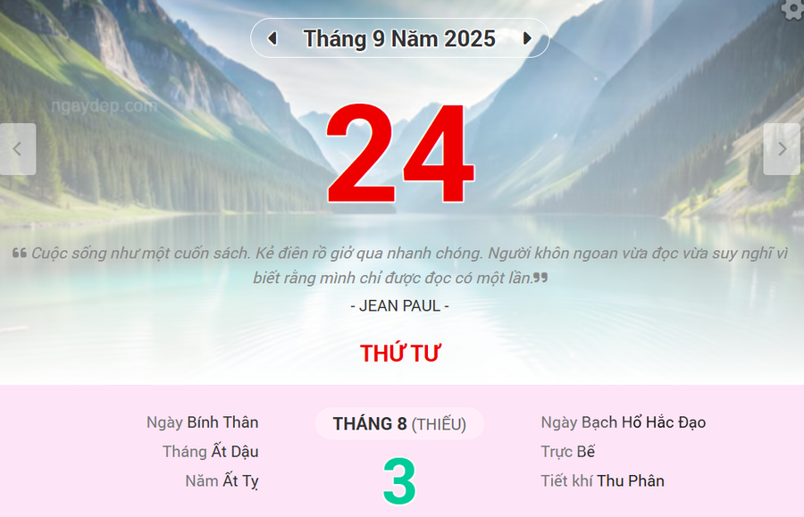 Lịch âm 24/9 - Xem lịch âm ngày 24/9