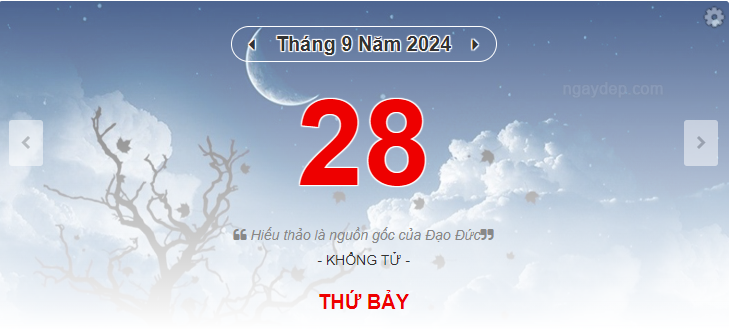 Lịch âm 28/9 - Xem lịch âm ngày 28/9