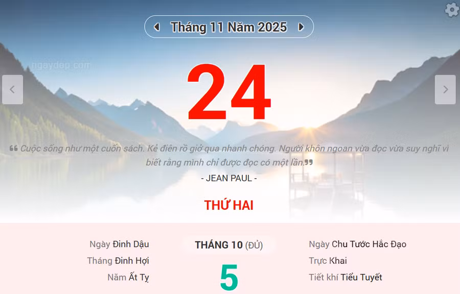 Lịch âm 24/11 - Xem lịch âm ngày 24/11