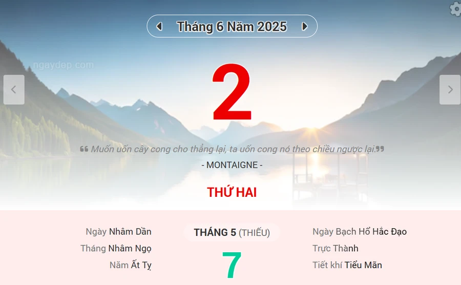 Lịch âm 2/6 - Xem lịch âm ngày 2/6