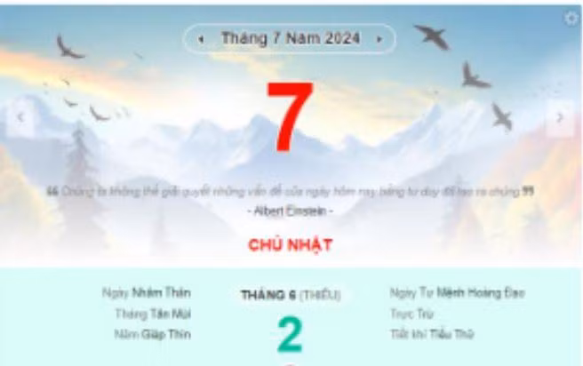 Lịch âm hôm nay - Xem lịch âm ngày 7/7