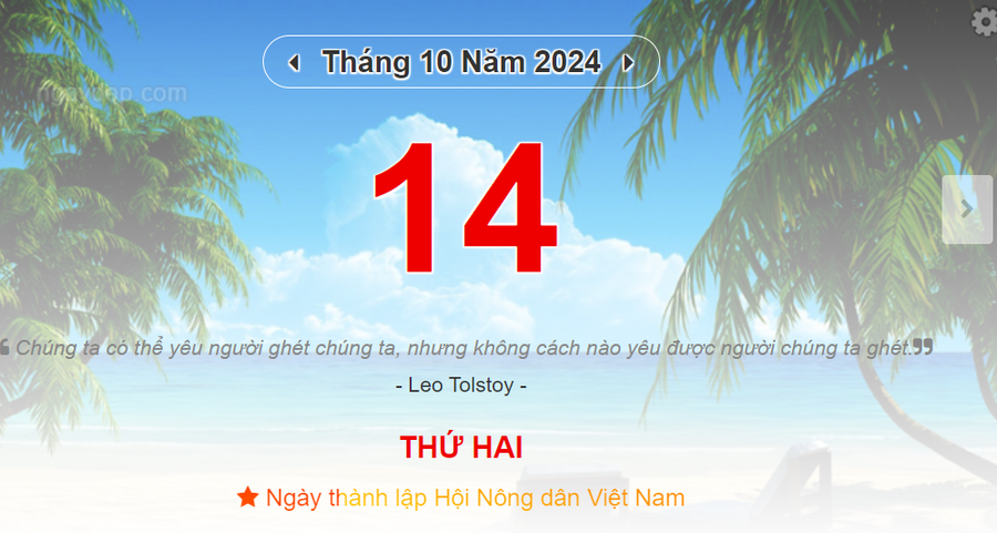 Lịch âm 14/10 - Xem lịch âm ngày 14/10