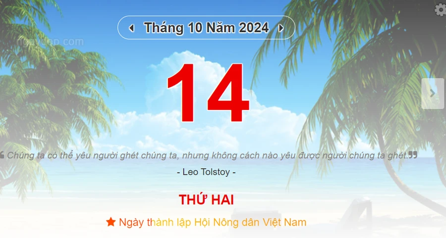 Lịch âm 14/10 - Xem lịch âm ngày 14/10