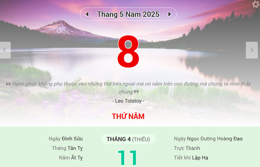 Lịch âm 8/5 - Xem lịch âm ngày 8/5