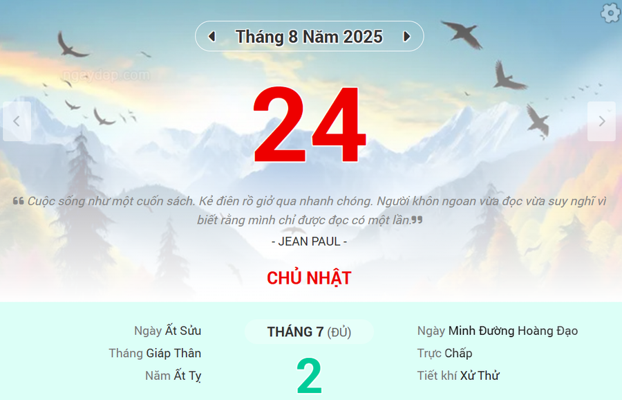 Lịch âm 24/8 - Xem lịch âm ngày 24/8