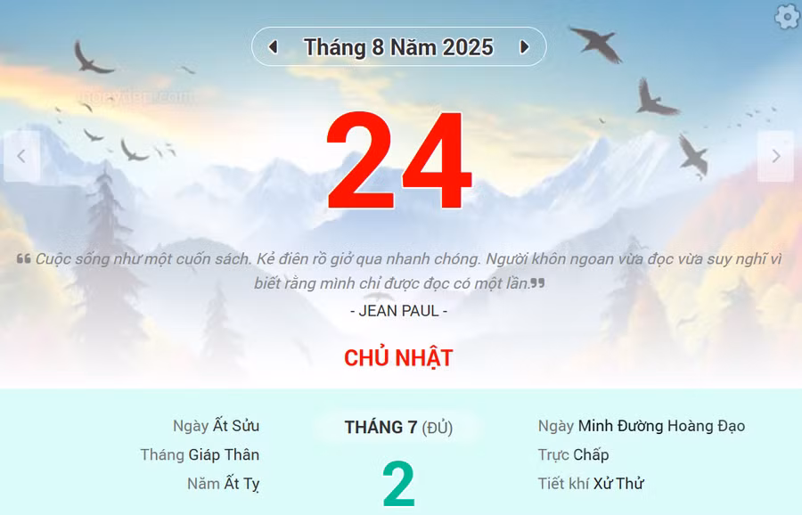 Lịch âm 24/8 - Xem lịch âm ngày 24/8
