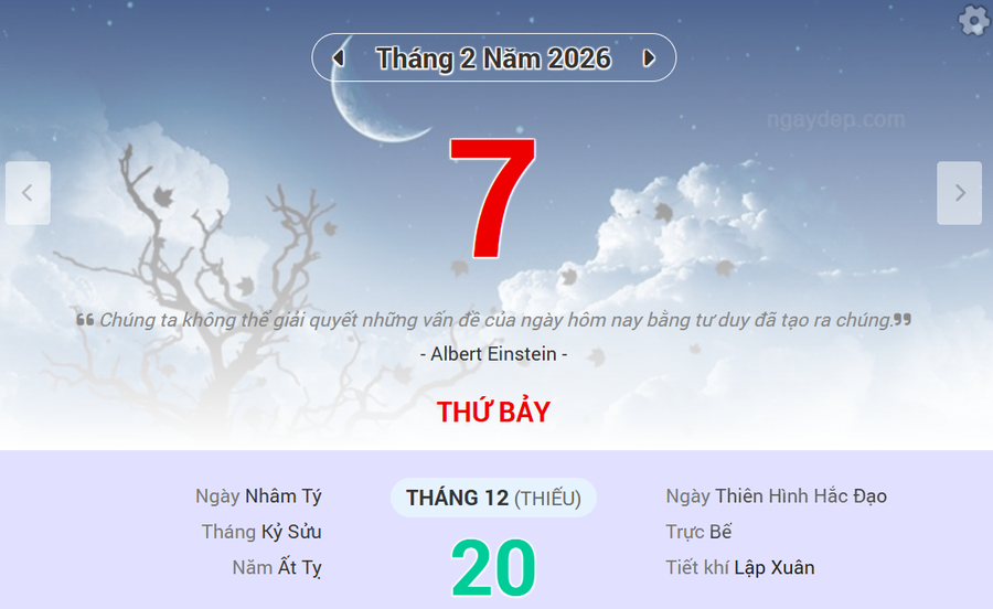 Lịch âm 7/2 - Xem lịch âm ngày 7/2/2026