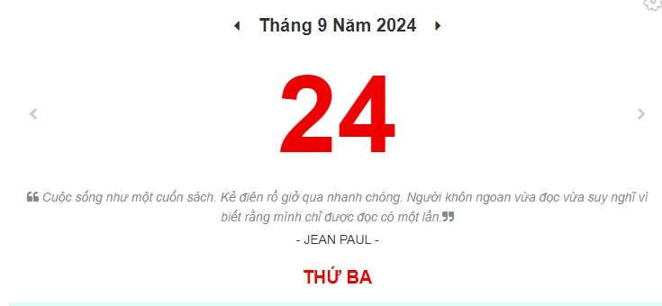 Lịch âm 24/9 - Xem lịch âm ngày 24/9