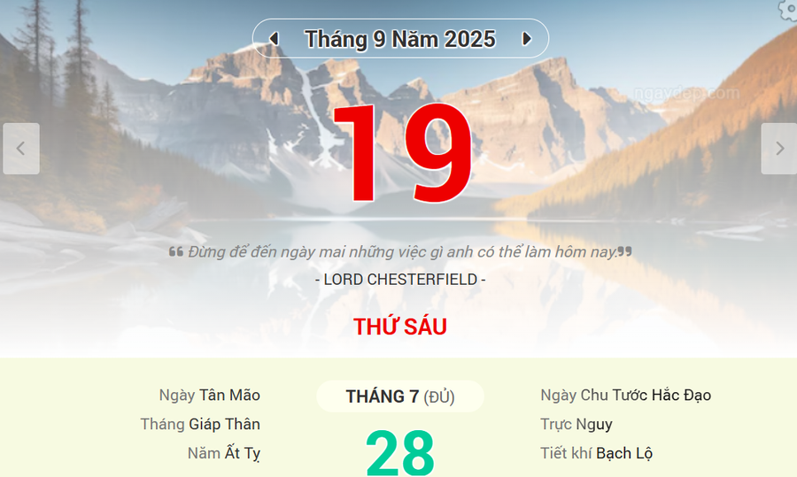 Lịch âm 19/8 - Xem lịch âm ngày 19/8