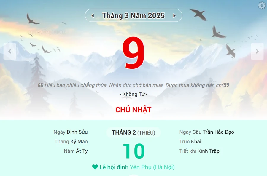 Lịch âm 9/3 - Xem lịch âm ngày 9/3