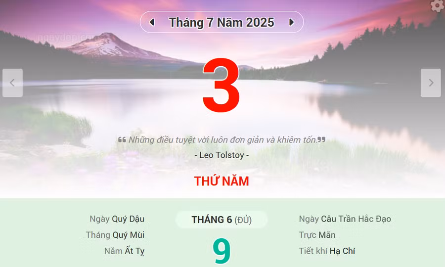Lịch âm 3/7 - Xem lịch âm ngày 3/7