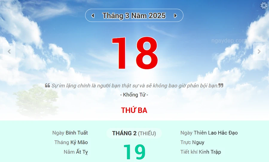 Lịch âm 18/3 - Xem lịch âm ngày 18/3