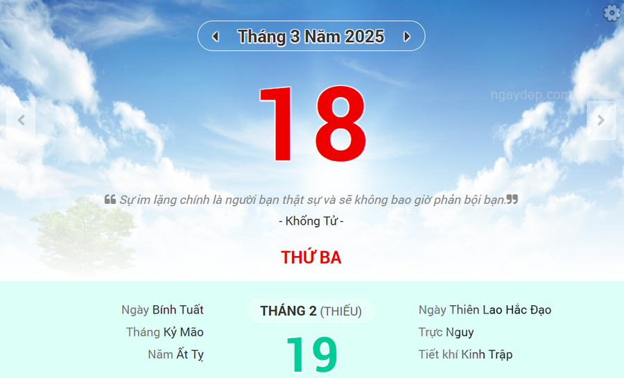 Lịch âm 18/3 - Xem lịch âm ngày 18/3