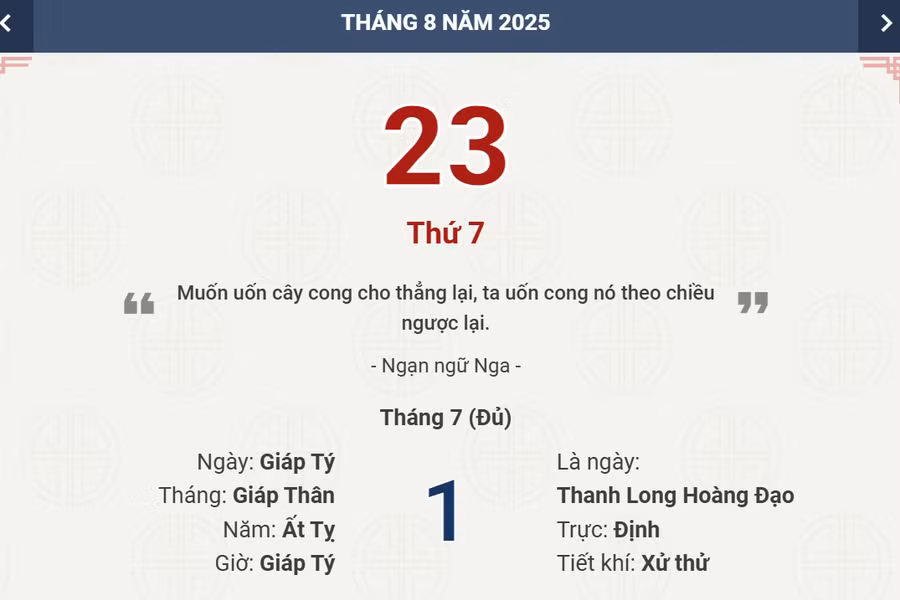 Lịch âm 23/8 - Xem lịch âm ngày 23/8