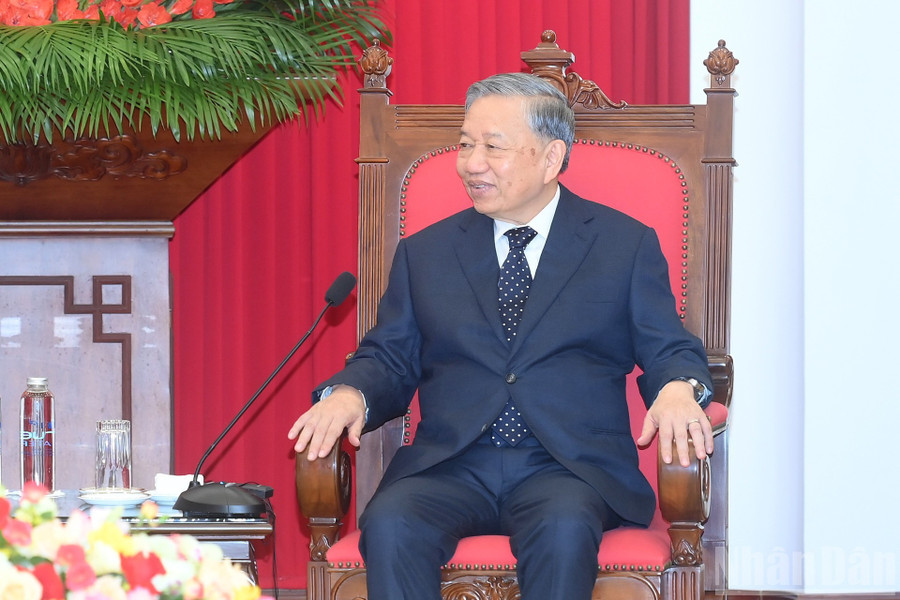 Tổng Bí thư Tô Lâm phát biểu tại cuộc tiếp.