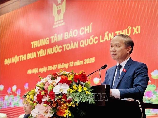 Ông Phạm Tất Thắng, Phó Trưởng Ban Tuyên giáo và Dân vận Trung ương phát biểu tại họp báo. Ảnh: Việt Đức/TTXVN
