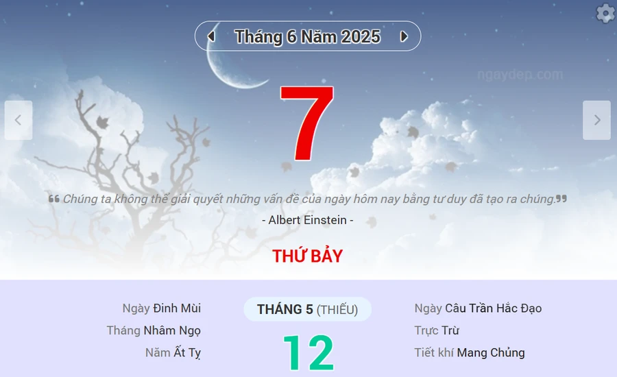 Lịch âm 7/6 - Xem lịch âm ngày 7/6