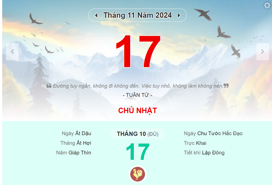 Lịch âm 17/11 - Xem lịch âm ngày 17/11