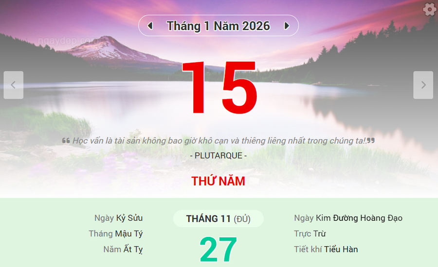 Lịch âm 15/1 - Xem lịch âm ngày 15/1/2026