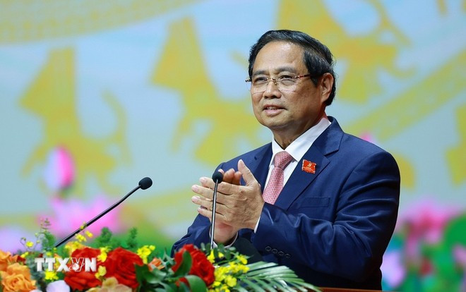 Đồng chí Phạm Minh Chính, Ủy viên Bộ Chính trị, Bí thư Đảng ủy, Thủ tướng Chính phủ phát biểu bế mạc Đại hội. (Ảnh: Văn Điệp/TTXVN) Đồng chí Phạm Minh Chính, Ủy viên Bộ Chính trị, Bí thư Đảng ủy, Thủ tướng Chính phủ phát biểu bế mạc Đại hội. (Ảnh: Văn Điệp/TTXVN)