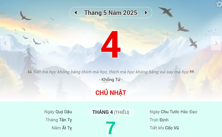 Lịch âm 4/5 - Xem lịch âm ngày 4/5