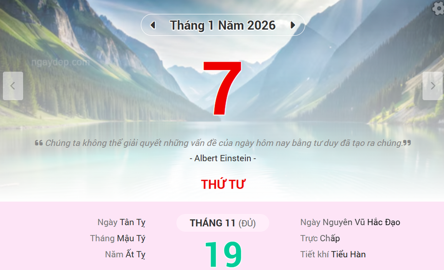 Lịch âm 7/1 - Xem lịch âm ngày 7/1/2026