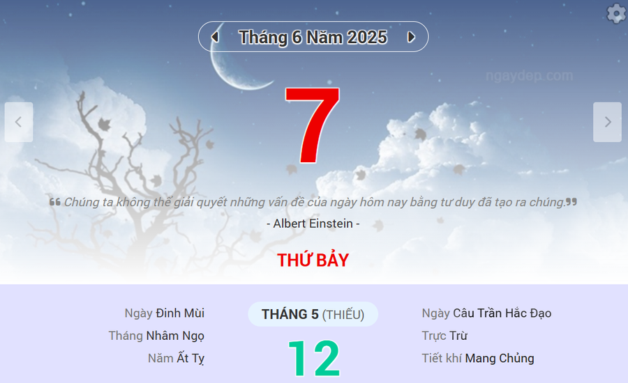 Lịch âm 7/6 - Xem lịch âm ngày 7/6