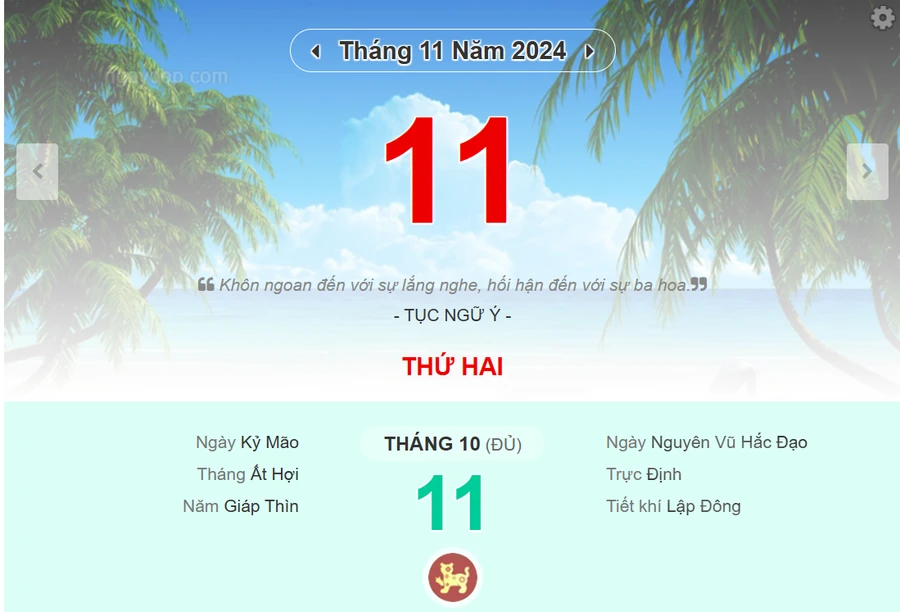 Lịch âm 11/11 - Xem lịch âm ngày 11/11